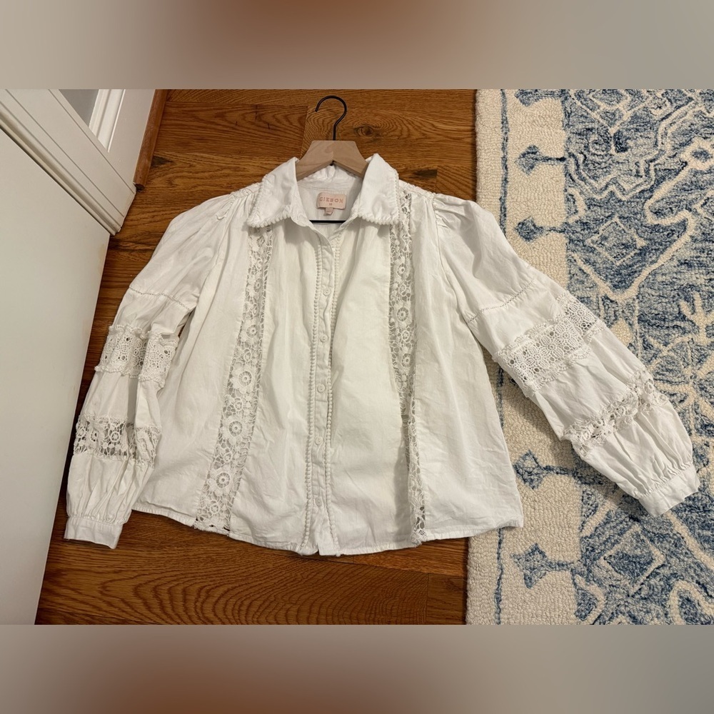 CIEBON Mollie Lace Trim Shirt White Size XS - Picture 5 of 13